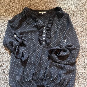 Daniel Rainn Black and Gray Patterned Blouse
